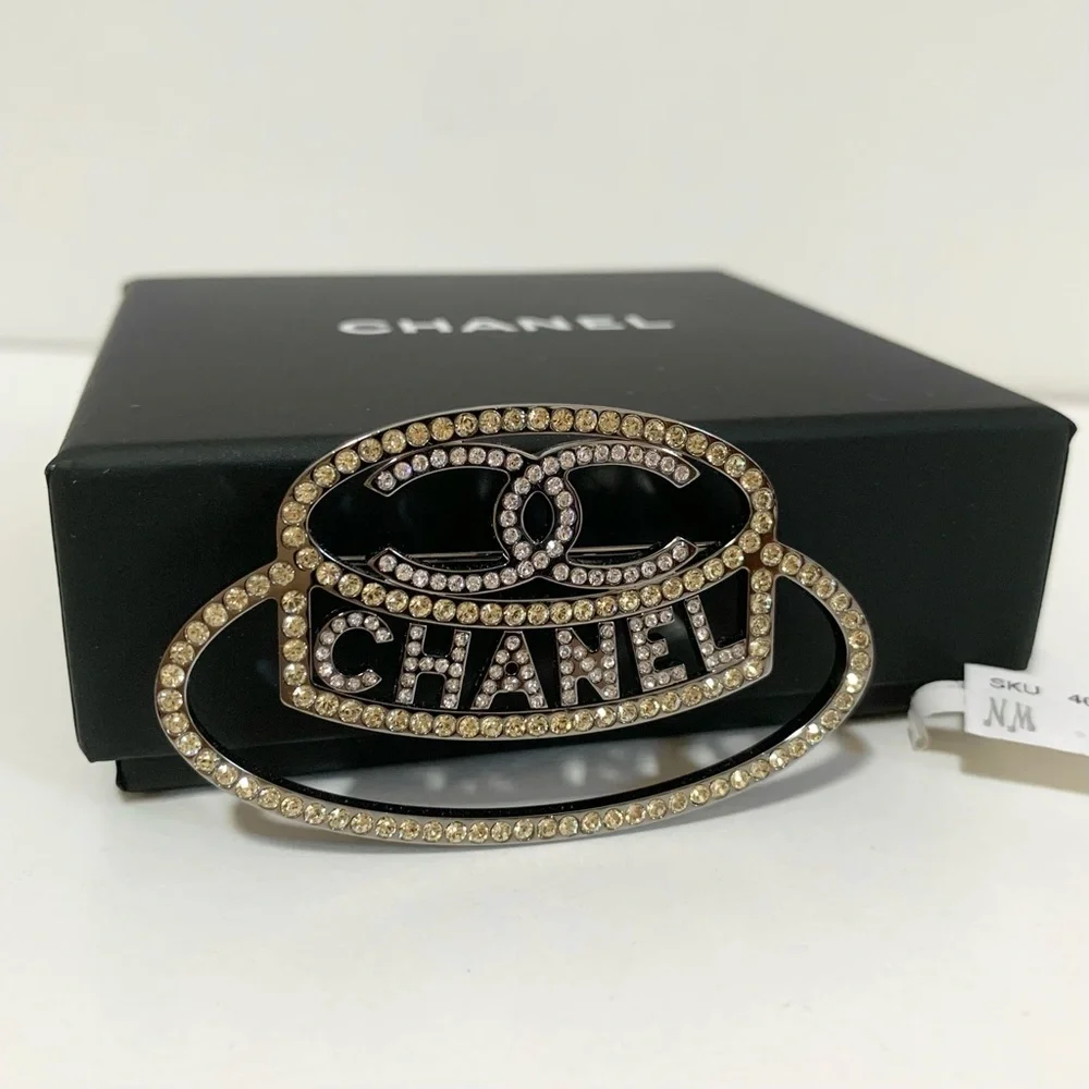 Chanel crystal hat brooch pin